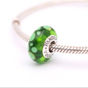 PANDORA Green Glass Polka dots Bubbles Charm